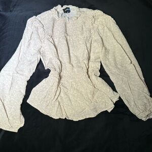 Alice Blue Cream Blouse with Ruffle Detail